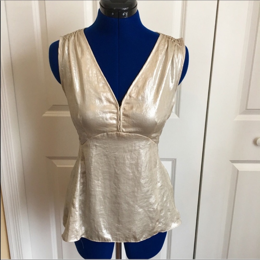Nanette Lepore Gold V-Neck Top